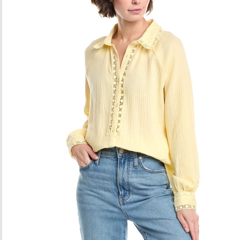 Nanette Nanette Lepore Lace Trim Shirt in French Vanilla NWT's